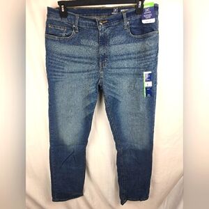 NWT George Medium Washed Faded Blue Jeans Straight Leg Jeans Sz 38 X 32